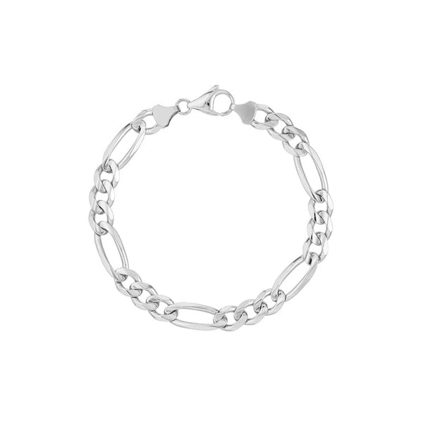 Sterling Silver 8.4mm Concave Figaro Chain with Lobster Lock