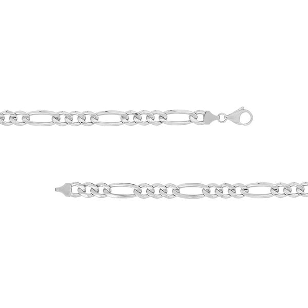 Sterling Silver 8.4mm Concave Figaro Chain with Lobster Lock