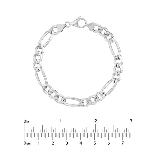 Sterling Silver 8.4mm Concave Figaro Chain with Lobster Lock