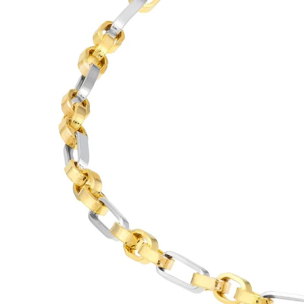 Two-Tone Figaro Square Rolo Chain Bracelet