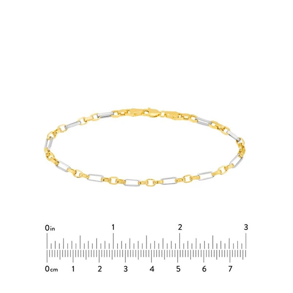 Two-Tone Figaro Square Rolo Chain Bracelet