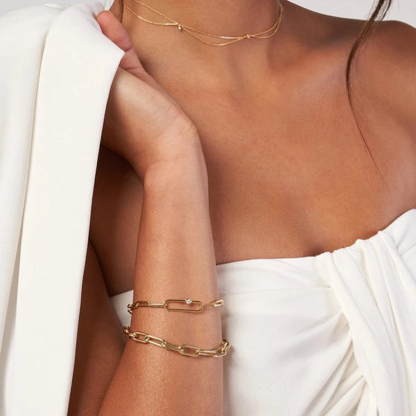 6mm Paper Clip Chain Bracelet with Lobster Lock