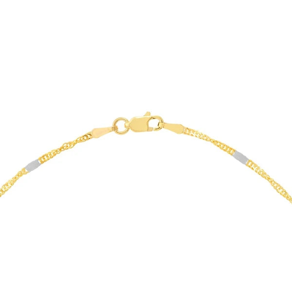 Two-tone Singapore Flat Saturn Chain