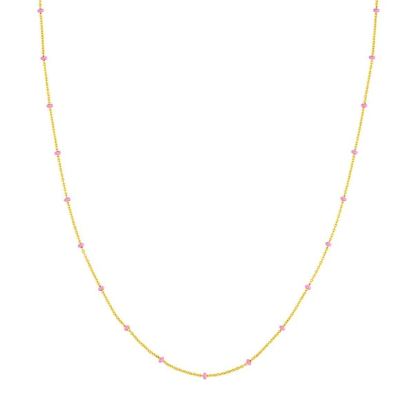 Pink EN/Amel Bead Saturn Chain
