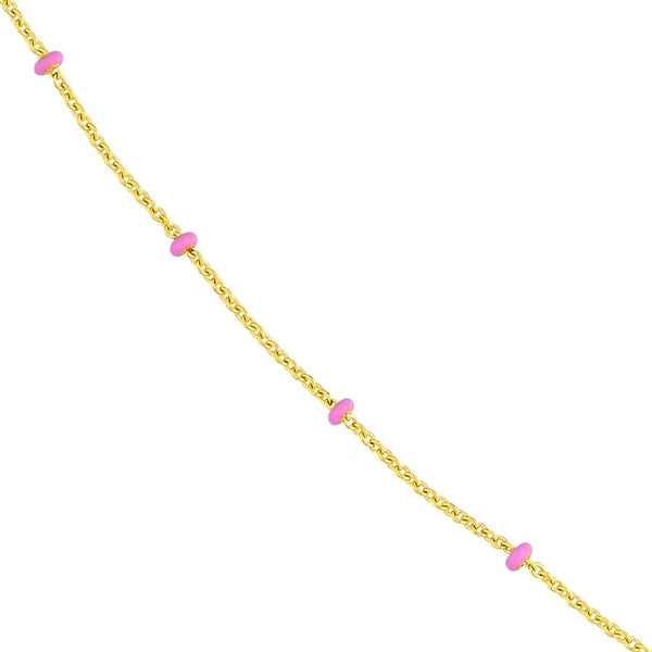 Pink EN/Amel Bead Saturn Chain