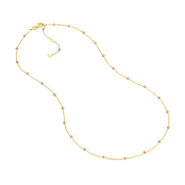 Pink EN/Amel Bead Saturn Chain