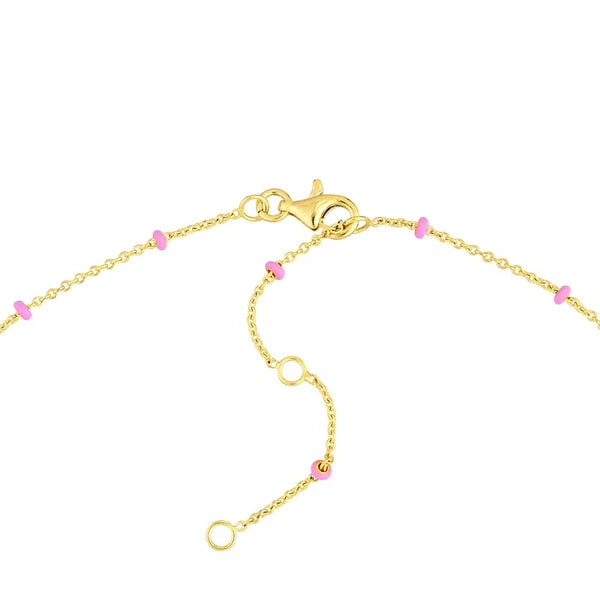 Pink EN/Amel Bead Saturn Chain