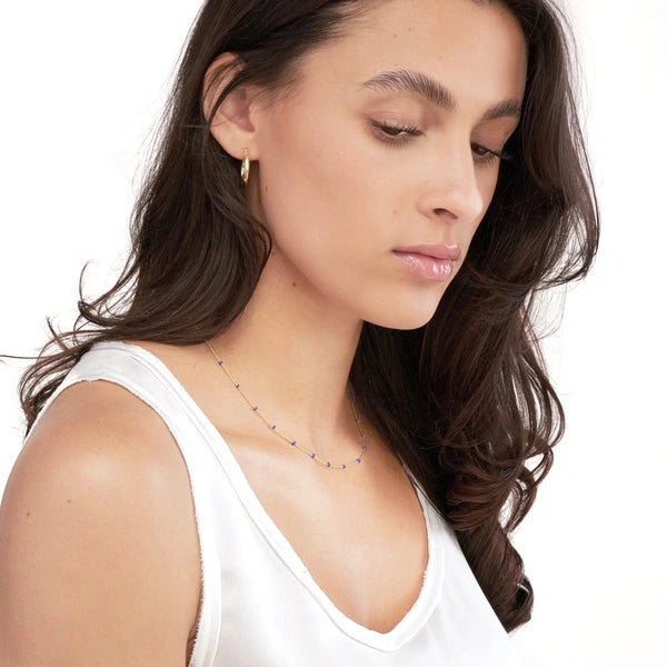 Lilac EN/Amel Bead Saturn Chain