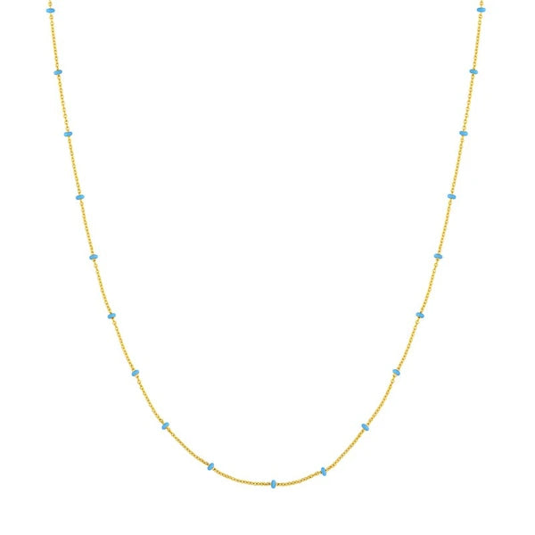 Baby Blue EN/Amel Bead Saturn Chain