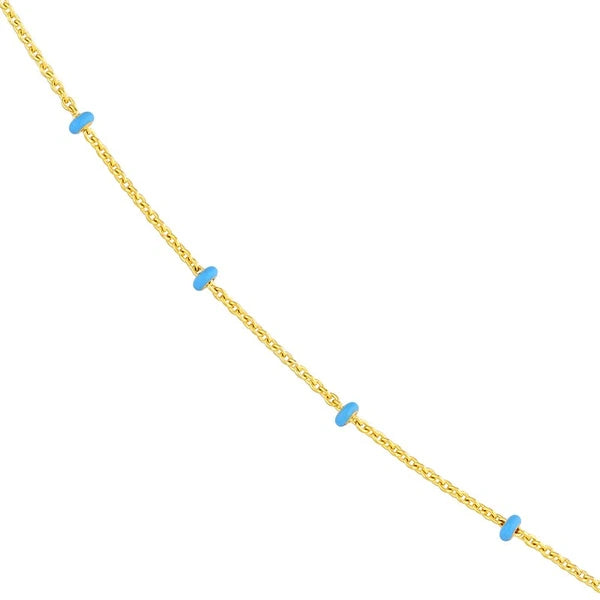 Baby Blue EN/Amel Bead Saturn Chain