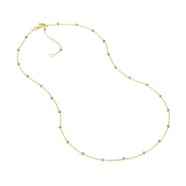 Baby Blue EN/Amel Bead Saturn Chain