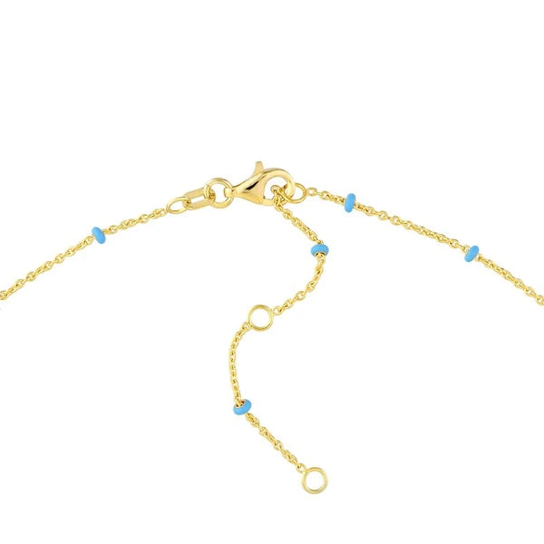 Baby Blue EN/Amel Bead Saturn Chain