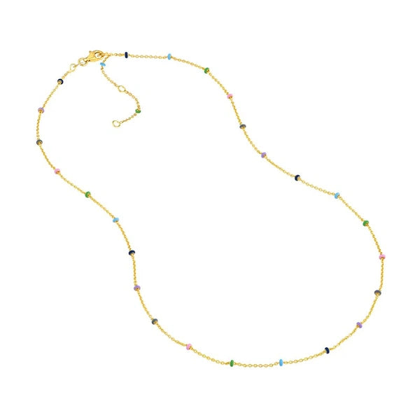 Multi-Colored EN/Amel Bead Saturn Chain