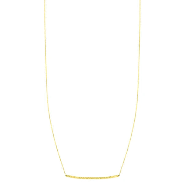 14K Gold Diamond Cut Thin Bar Necklace