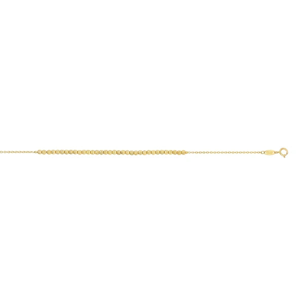 14K Yellow Gold Diamond Cut Bead Bracelet