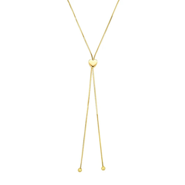14K Gold Heart Slide Friendship Necklace