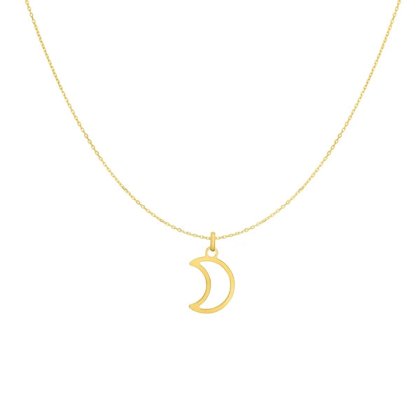 14K Gold Open Moon Necklace
