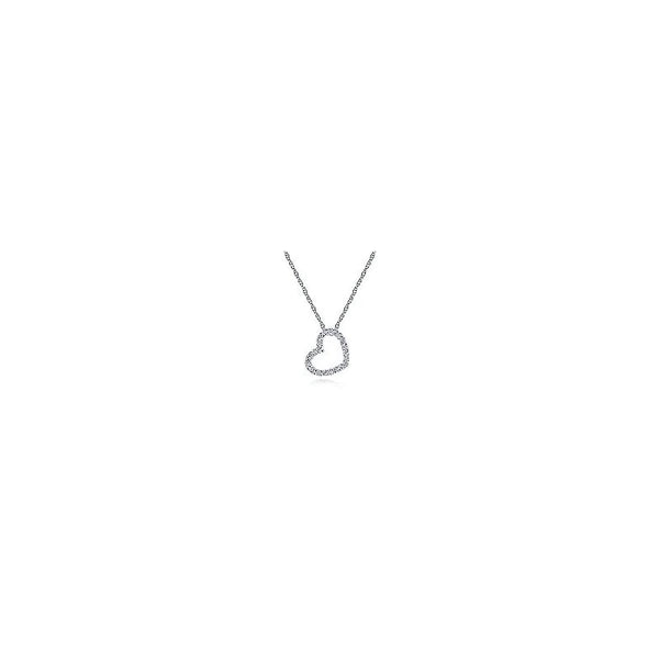 14K White Gold e Diamond Open Heart Necklace