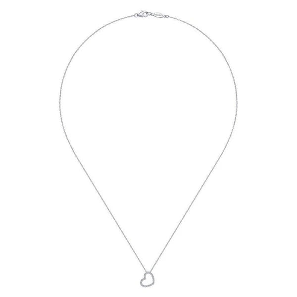 14K White Gold e Diamond Open Heart Necklace