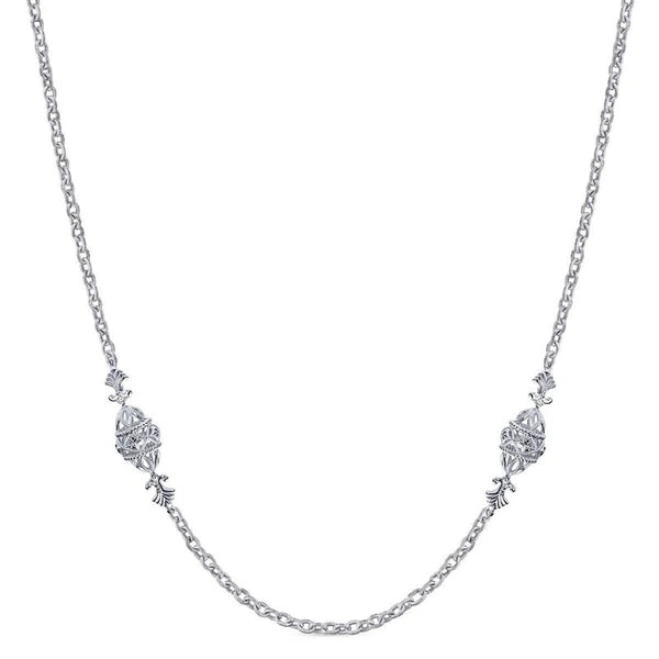32" 925 Sterling Silver Station Necklace