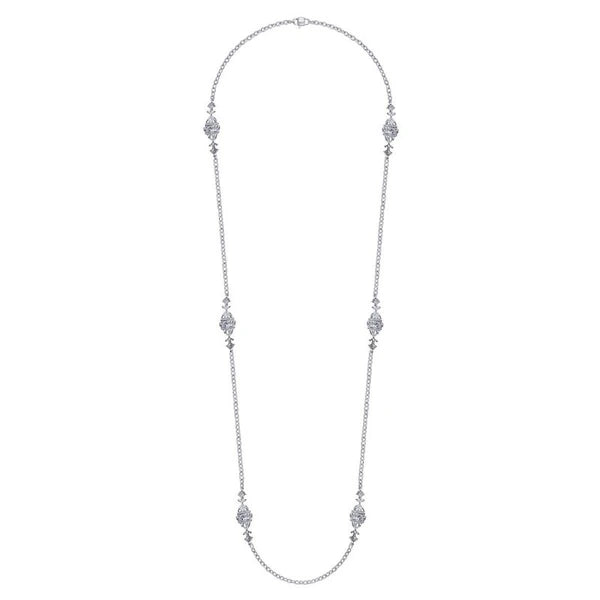 32" 925 Sterling Silver Station Necklace