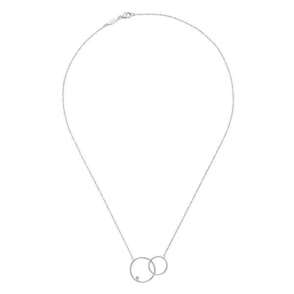 925 Sterling Silver Double Loop Diamond Pendant Necklace