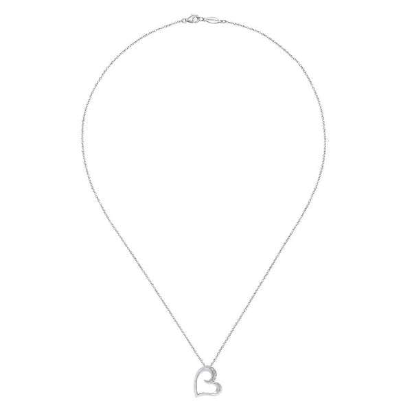 925 Sterling Silver White Sapphire Open Heart Pendant Necklace