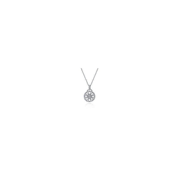 925 Sterling Silver Vintage Inspired Round Diamond Fashion Necklace