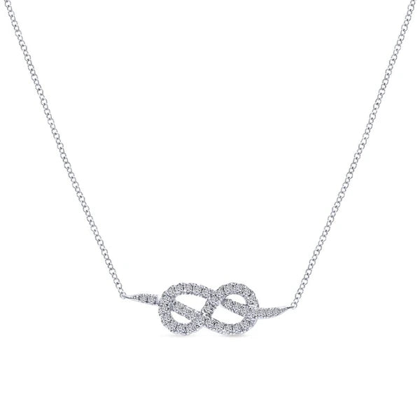 14K White Gold Eternal Love Infinity Pendant Necklace