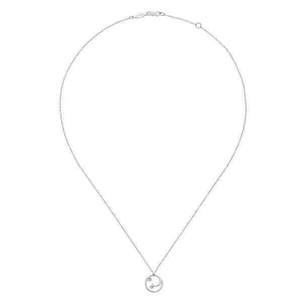 925 Sterling Silver Diamond Swirl Pendant Necklace