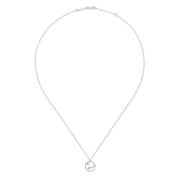 925 Sterling Silver Diamond Swirl Pendant Necklace