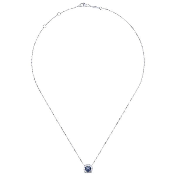 925 Sterling Silver Hammered PavÃ¢Ë†Å¡Ã‚Â© Sapphire Pendant Necklace