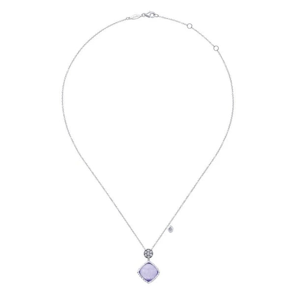 925 Sterling Silver Multi Color Stones Fashion Necklace