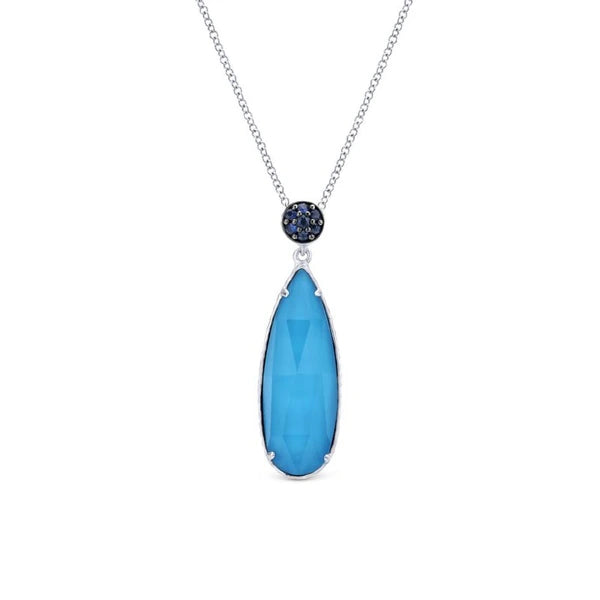 925 Sterling Silver Multi Color Stones Fashion Necklace