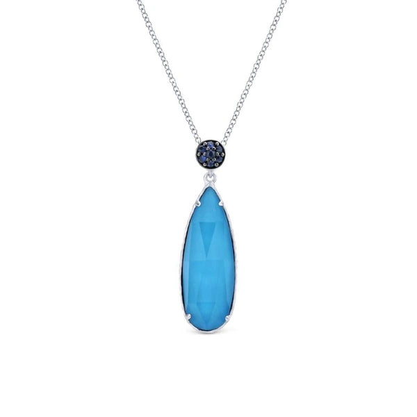 925 Sterling Silver Multi Color Stones Fashion Necklace