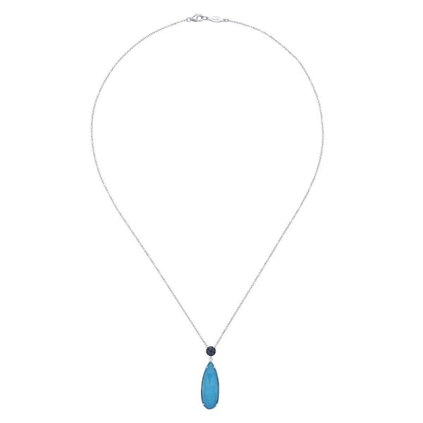 925 Sterling Silver Multi Color Stones Fashion Necklace