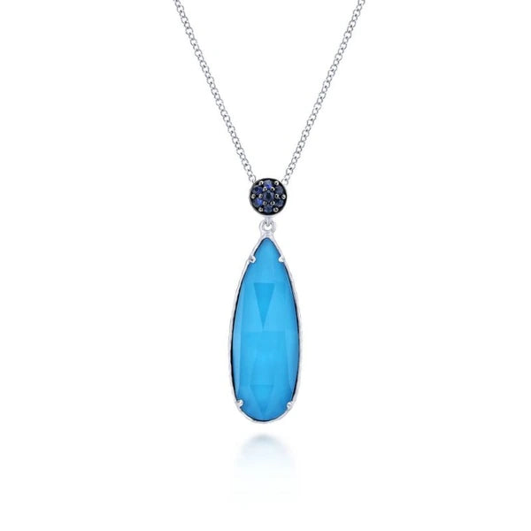 925 Sterling Silver Multi Color Stones Fashion Necklace