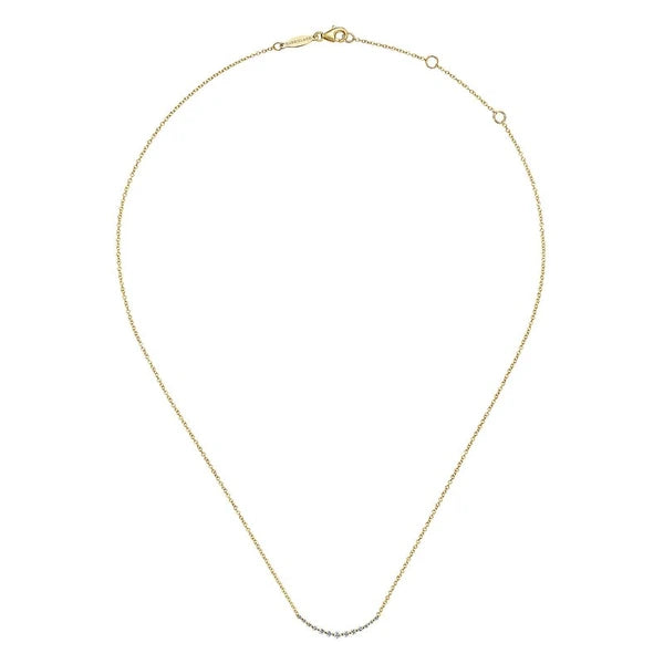 14K Yellow Gold Diamond Curved Bar Necklace