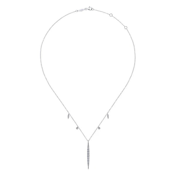 14k White Gold Slender Pave Diamond Fashion Necklace