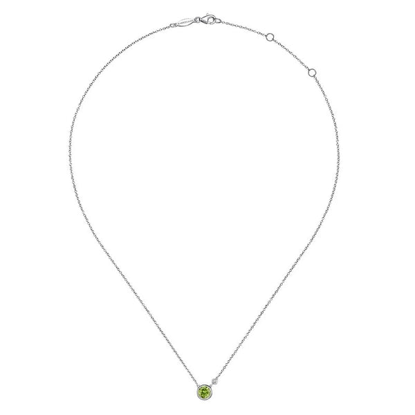 925 Sterling Silver Peridot and Diamond Pendant Necklace