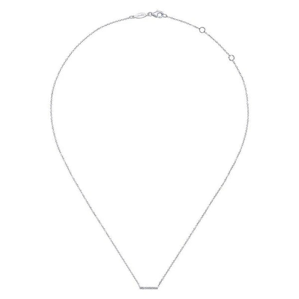 14K White Gold Petite e Diamond Bar Necklace