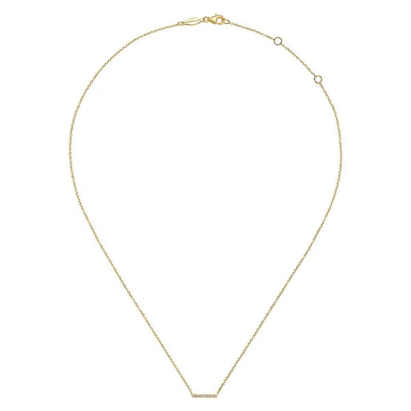 14K Yellow Gold Petite Pavé Diamond Bar Necklace