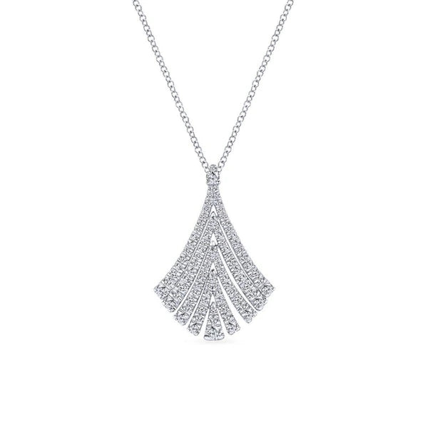 14K White Gold PavÃ¢Ë†Å¡Ã‚Â© Diamond Fan Pendant Necklace