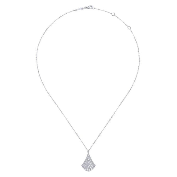 14K White Gold PavÃ¢Ë†Å¡Ã‚Â© Diamond Fan Pendant Necklace