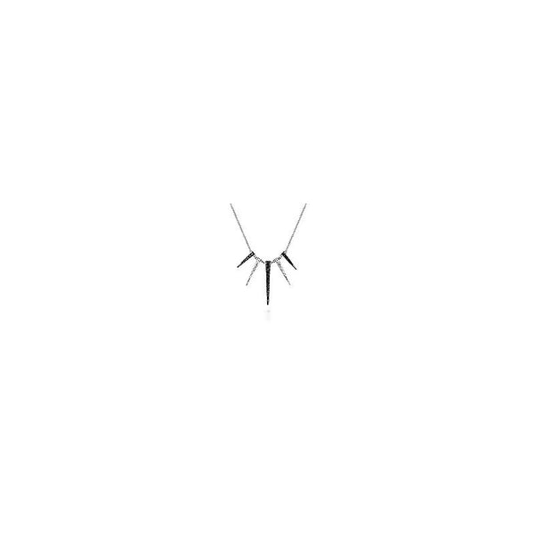 925 Sterling Silver Black Spinel Spike Fashion Necklace