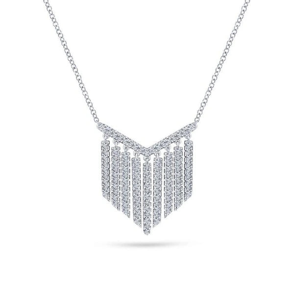 14K White Gold Diamond Fringe Necklace