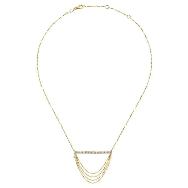 14K Yellow Gold Draped Chain PavÃ¢Ë†Å¡Ã‚Â© Diamond Bar Necklace