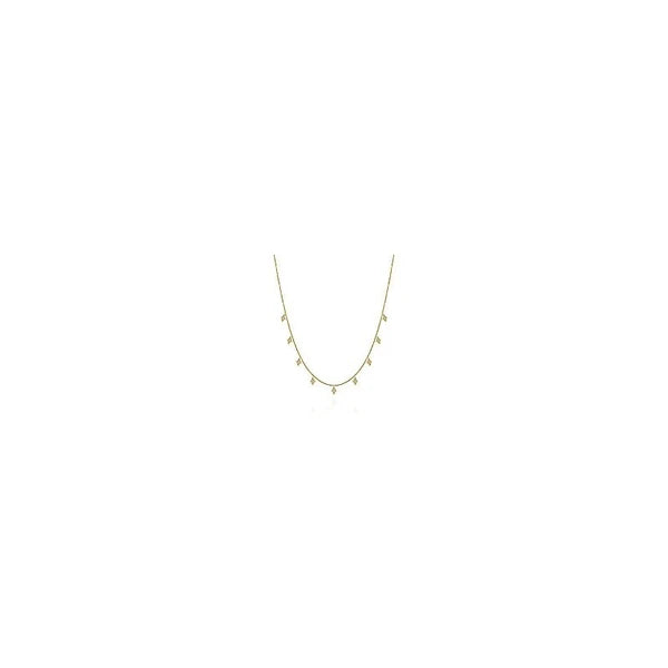 17.5inch 14K Yellow Gold Diamond Station Necklace