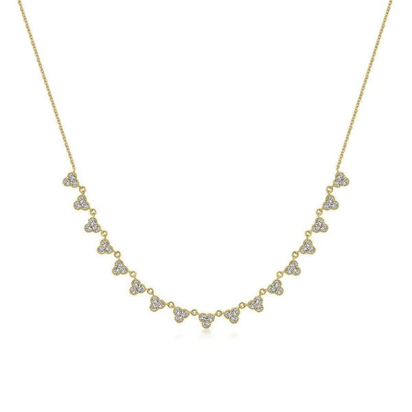 14k Yellow Gold Scalloped Diamond Choker Necklace