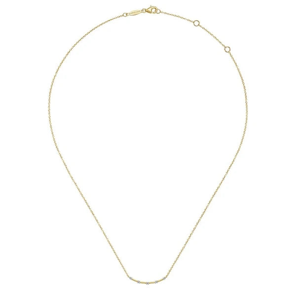 14K Yellow Gold Diamond Stations Bar Necklace